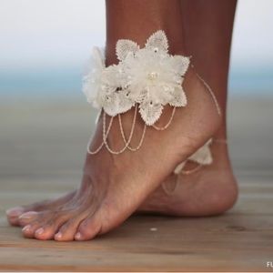 Bridal Lace Anklet with Chain